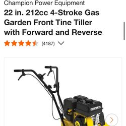 22 in. 212cc 4-Stroke Gas Garden Front Tine Tiller with Forward and Reverse