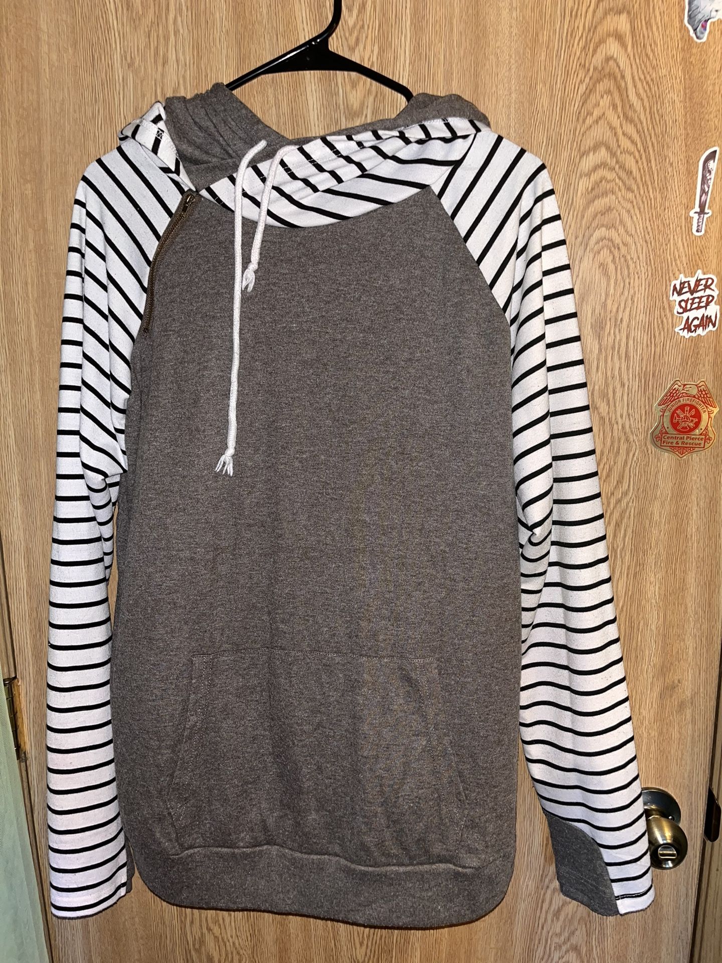 Grey Stripped Hoodie