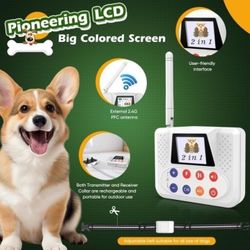 New Wireless Dog Fence, Electric Fence for Dogs & Training Collar with Big LCD Screen, Portable Wireless Fence Systerm with 2.4GPFC Antenna 