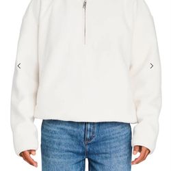 Seroya Carter Faux Shearling Zip Up Men’s Top Size Medium NWT Eggshell White NWT