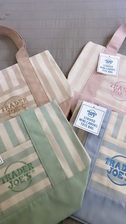 Trader Joe’s striped reusable tote bags ,multicolor