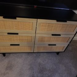 Boho Dresser - 6 Drawer Black (Great Condition)
