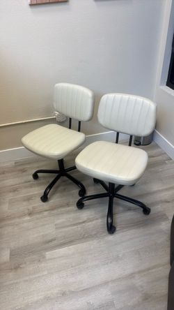Cream Faux Leather Office Chairs – Set of 2