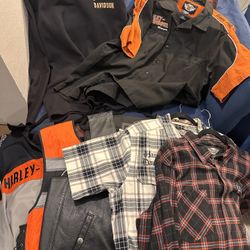 Harley Davidson Button Up Shirts Sweater And Vests  Lot