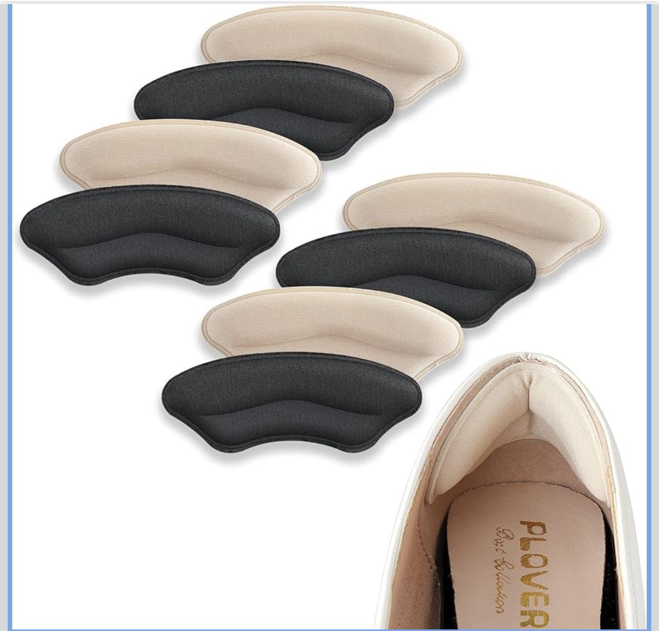 Heel Pads for Shoes, Soft and Flexible Heel Grips for Women Shoes Too Big, Relief of Pain for Women and Men, Improved Fit and Comfort, 4 Pairs