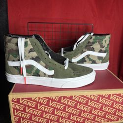 New Vans Sk8 HI Sz 10 Camo Olive/White 