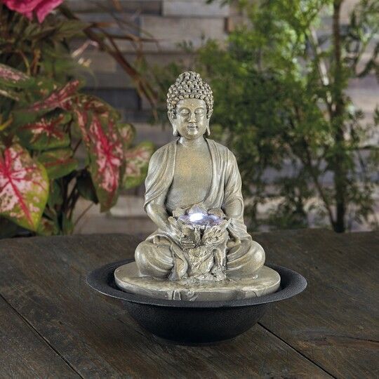 Buddha Water Fountain With Led Lights Lighted Waterfall