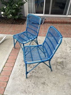 Blue Metal Outdoor Dining Chairs