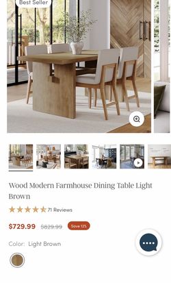 Brown Wood Dining Table Rectangular Seats 6