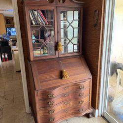 Antique MADDOX Mahogany Chip & Dale Style Secretary Desk