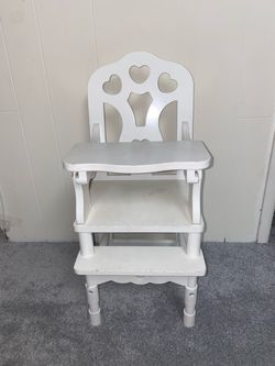 White Wooden Baby doll High Chair