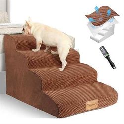 Topmart Dog Stairs for Small Dogs,4-Step,Foam Dog Steps for Couch/High Beds with Waterproof & Removable Cover