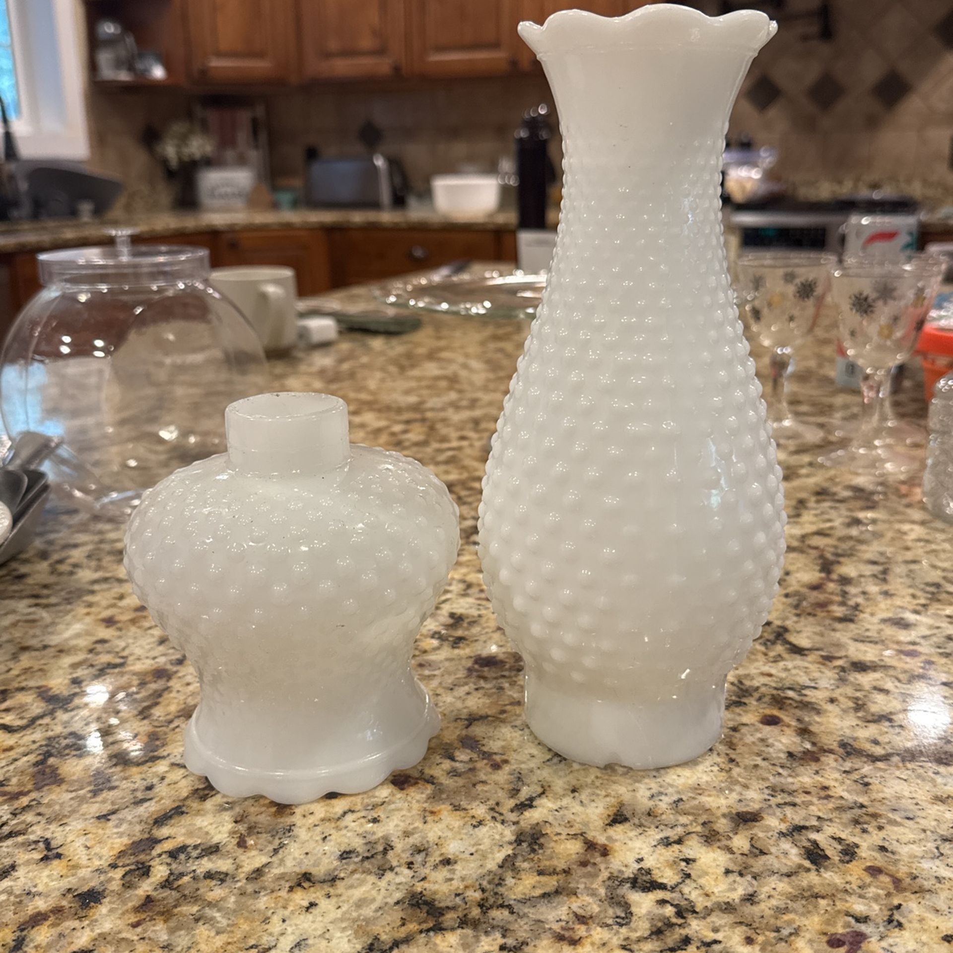 2 Hobnail Vases