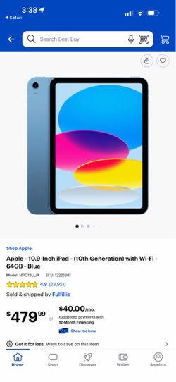 Apple iPad 10th Gen 10.9-Inch 64GB Blue
