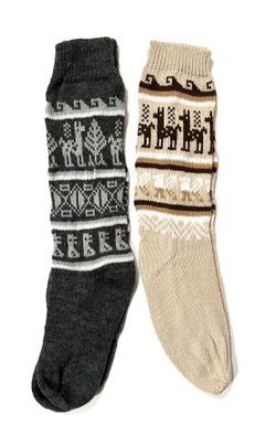 New Two Pairs Alpaca Wool Llamas Designs From Peru