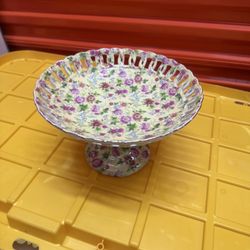 Mayfair Collection By Jay . Treat Pedestal Dish Floral 