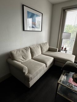 Living Spaces-Emery Chiffon Sofa W/Reversible Chaise