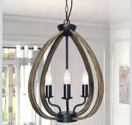 Flashell 16.4" Farmhouse Chandelier, 4-Light Rustic Dining Room Hanging Light Fixture 