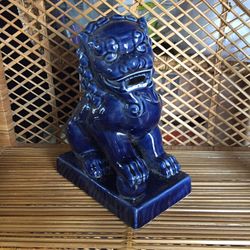 Ceramic Blue Chinese Foo Dog Figurine