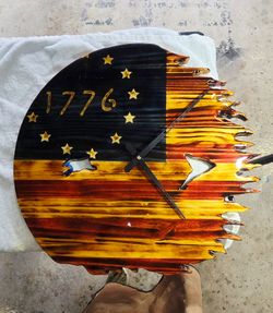 Distressed US flag clock