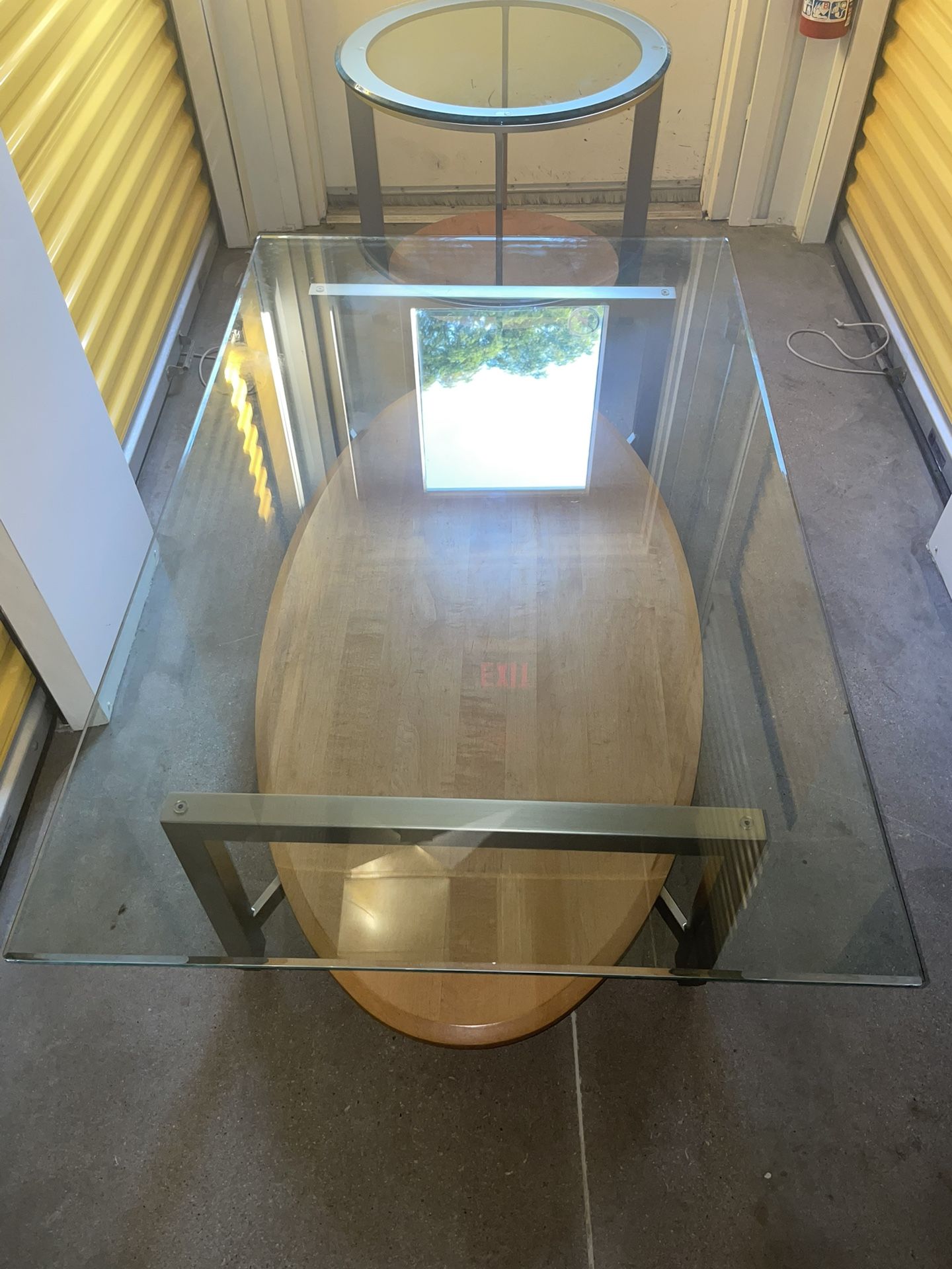 Ethan Allen Glass/Wood/Metal Coffee Table