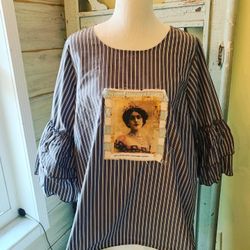 Medium / Large Shabby Humorous Vintage Themed Women’s Tunic