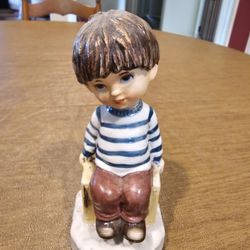 1971 Moppets Fran Mar Boy Sitting On Bench Figurine Collector Grade