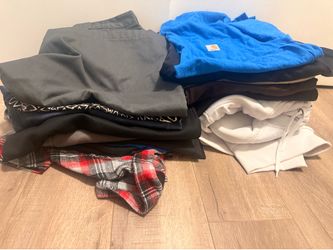 15 piece of men clothes size 38 for shorts and jeans and L-XL for shirts most of them are new and other like new It’s take all  Pick up 19th/carnelian