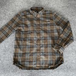 Vans Flannel Shirt Mens Large Brown Plaid Long Sleeve Classic Fit Casual Skate