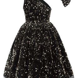 Girls Size 6 Velvet Black And Gold Sequin Dress New Pageant Birthday Flower Girl Wedding 