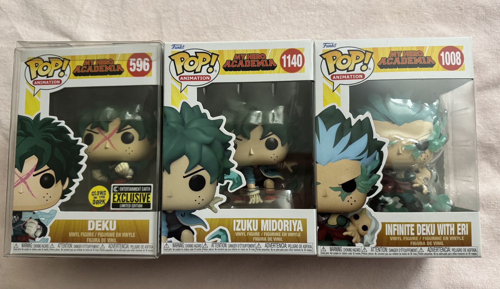 Deku, Izuku Midoriya, and Infinite Deku With Eri Funko Pops