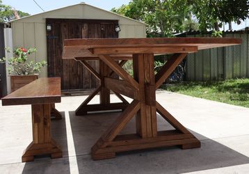 8 ft  Custom, handcrafted solid Wood Rustic Farmhouse dining table