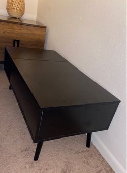 Black Wood Lift Top Coffee Table with Hidden Storage