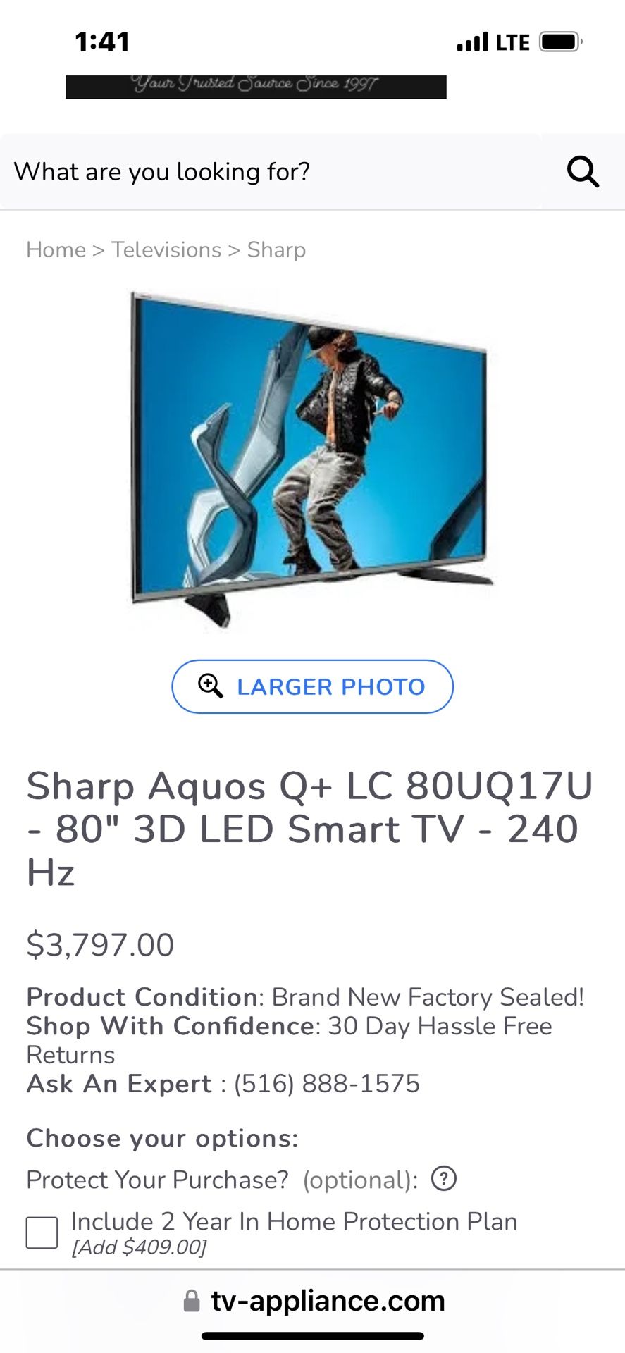 Sharp Aquos Q+ LC 80UQ17U - 80" 3D LED Smart TV - 240 Hz
