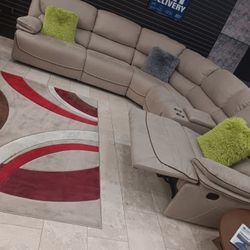 *Labor Day Now*---Alejandra Mocha Fabric Reclining Sectional Sofa---Delivery And Easy Financing Available 👍 