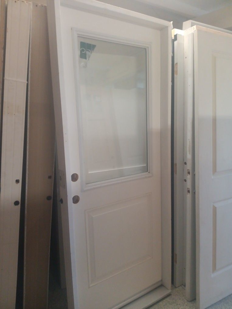 32" Door With Half Window In FRAME