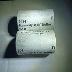 2014 P&D Kennedy half Dollar rolls 
