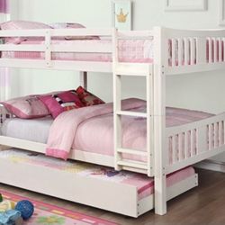 Brand New White Full Over Full Bunk Bed (Trundle Sold Separately)