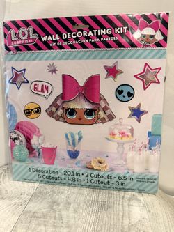 LOL SURPRISE Birthday Party Together 4 Eva WALL DECORATING KIT (9pc)Set Of 8 New