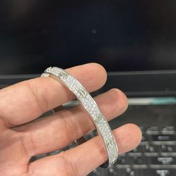 💎 Iced Out Love Nail Bangle Bracelet size 6.5 VVS1 GRA Moissanite