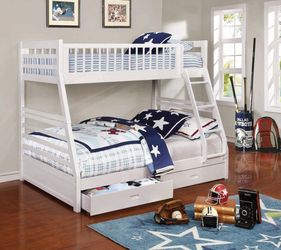 new acme 460180 Ashton 2-drawer Wood Twin Over Full Bunk Bed White