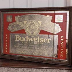 INCREDIBLE ‘BUDWEISER’ VINTAGE BAR MIRROR W/ WOODFRAME!!