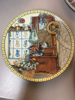 Fine china set of 5 cat plates