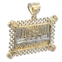 10k Two Toned Yellow White Gold Last Supper Pendant Charm Necklace GP3118058