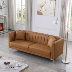 Dreiling 77.6"W Faux Leather Tuxedo Arm Sofa