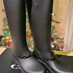 COACH- C Link Rainboots Sz.10  NEW