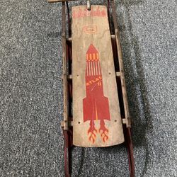 Vintage Coast-King Atlas 11 Red Rocket Wood Sled