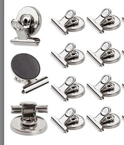 Ninth Five Strong Magnetic Clips - Heavy Duty Refrigerator Magnet Clips - 31mm Wide 12Pack Scratch Safe - Clip Magnets Best for House Office School Us