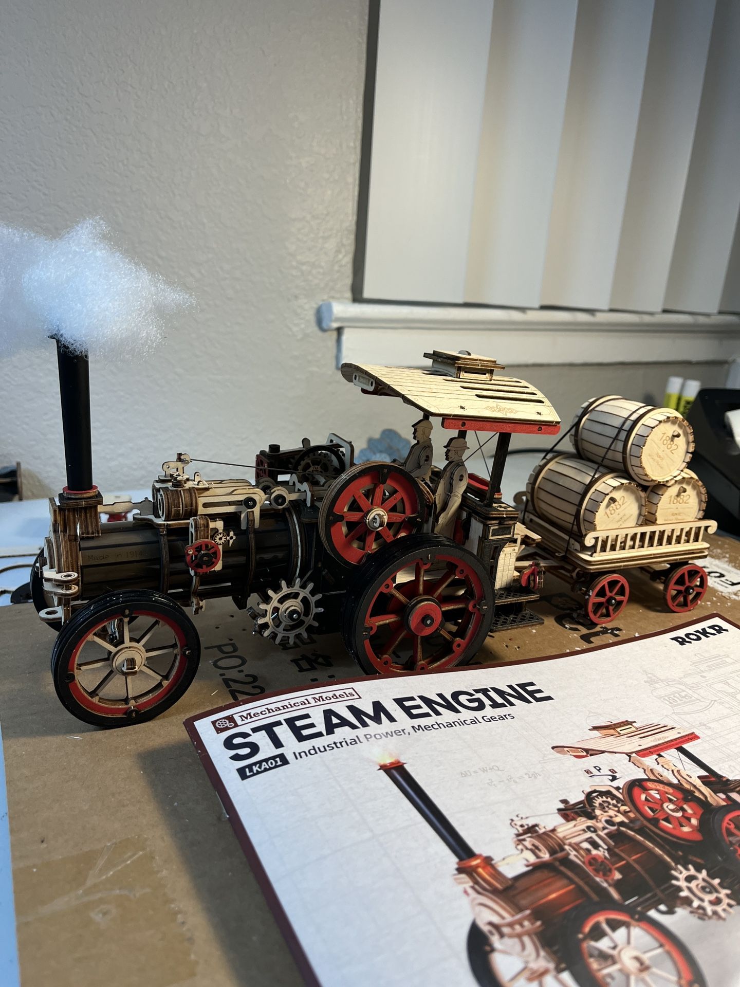 Wooden Steam Engine Tractor And Trailer Fully Hand Assembled