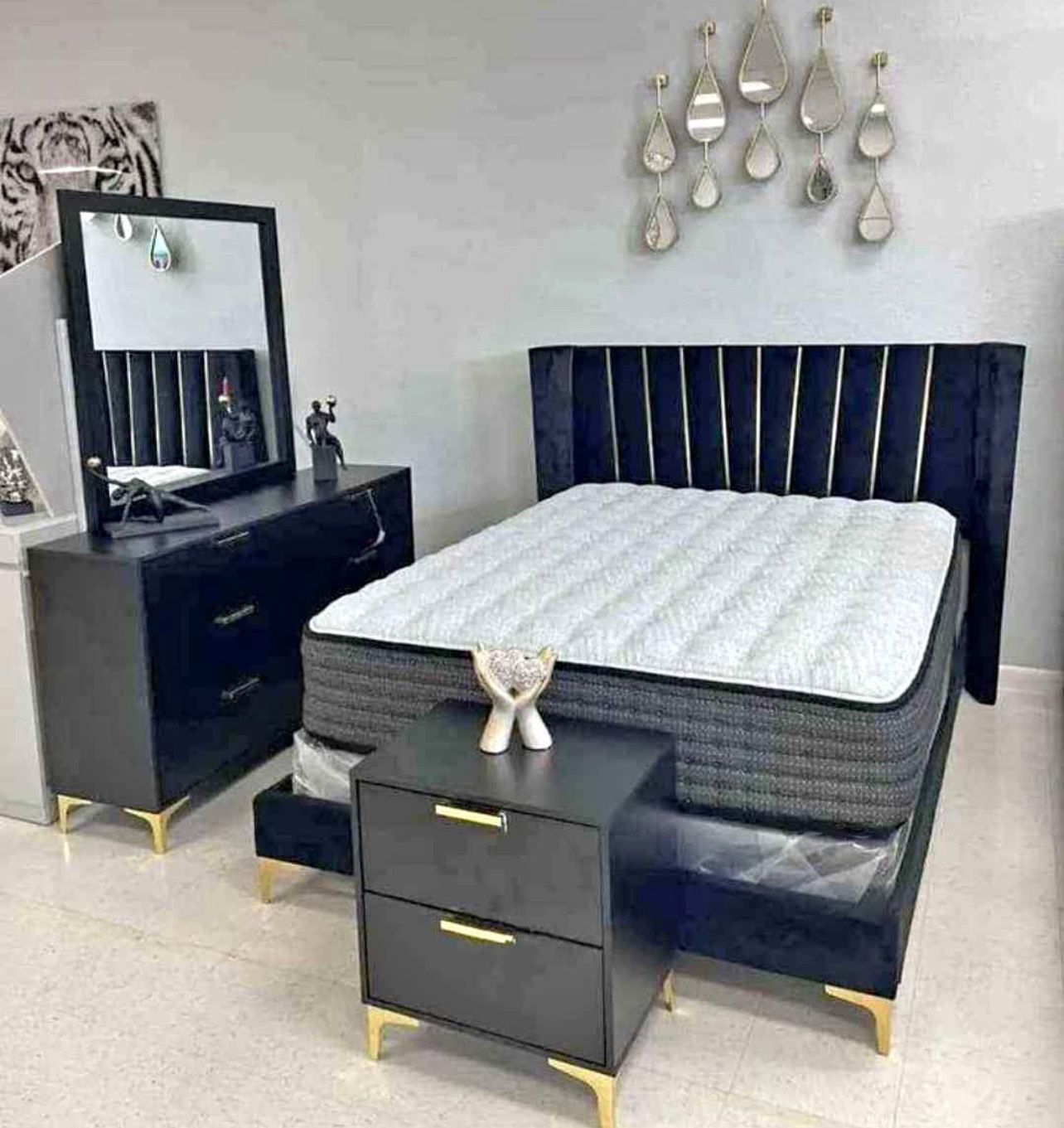New 4pc Bedroom Set In Box 📦 Free Mattress Buy Now Pay Later